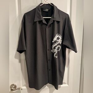 DRAGON EMBROIDERE OVERSIZED BUTTON UP SHIRT